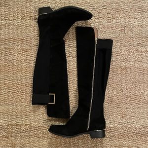 Black Calvin Klein suede knee-high boot